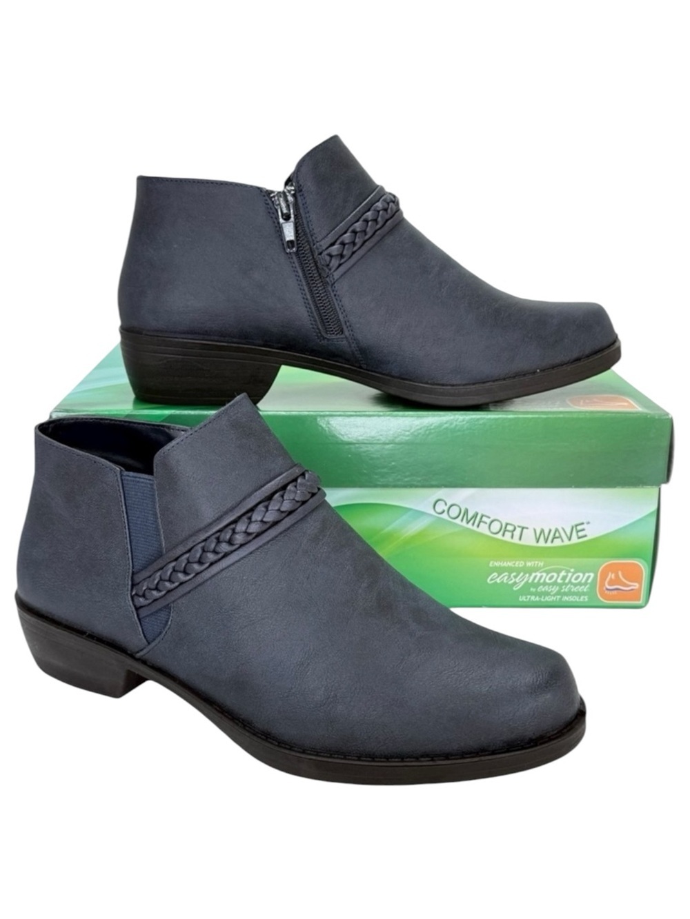 Easy Street Jalia Navy Faux Leather Womens Shooties Size 7M